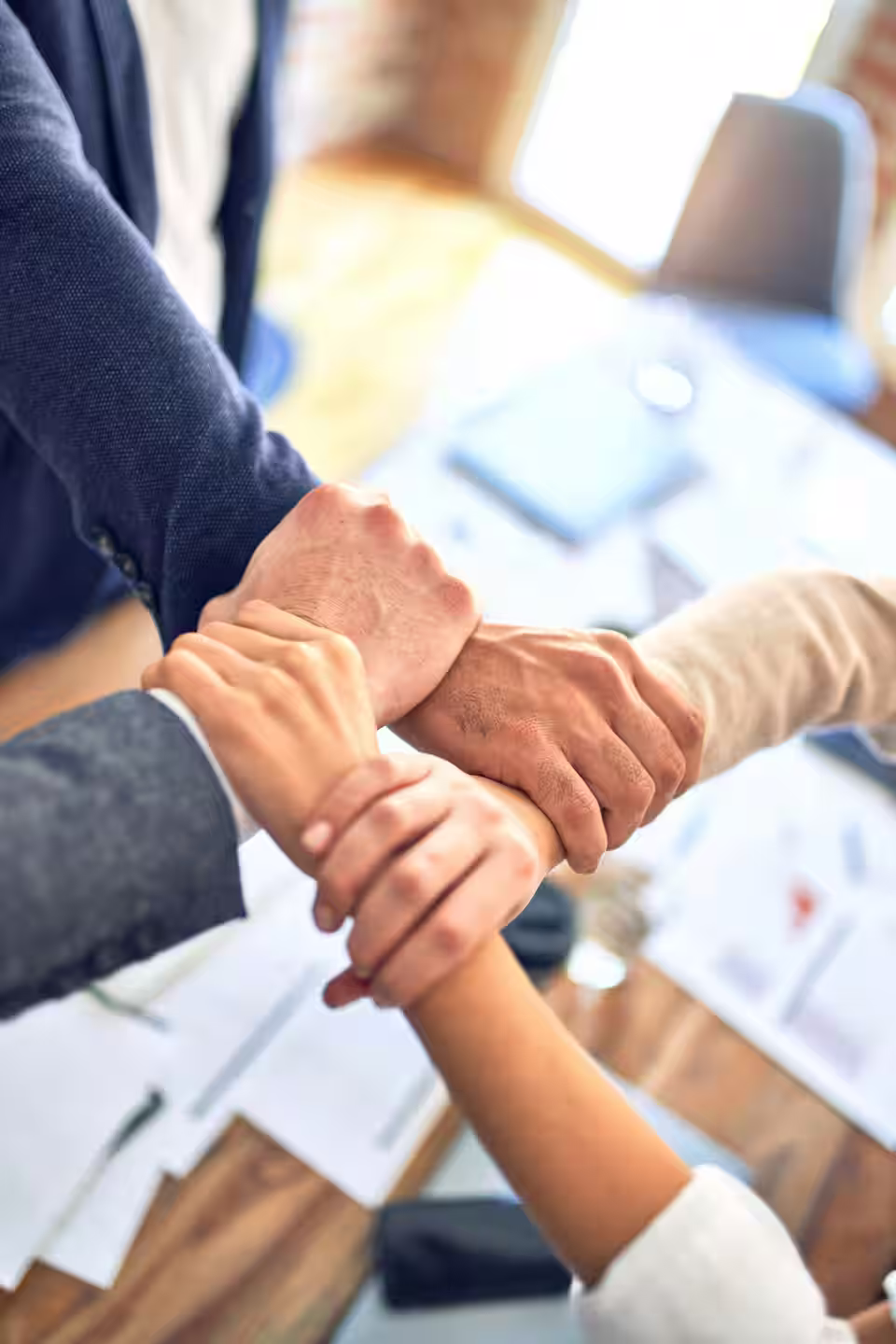 Business advisors reviewing licensing and compliance documentation with founders
